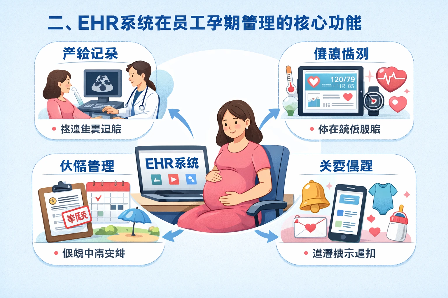 二、EHR系统在员工孕期管理的核心功能