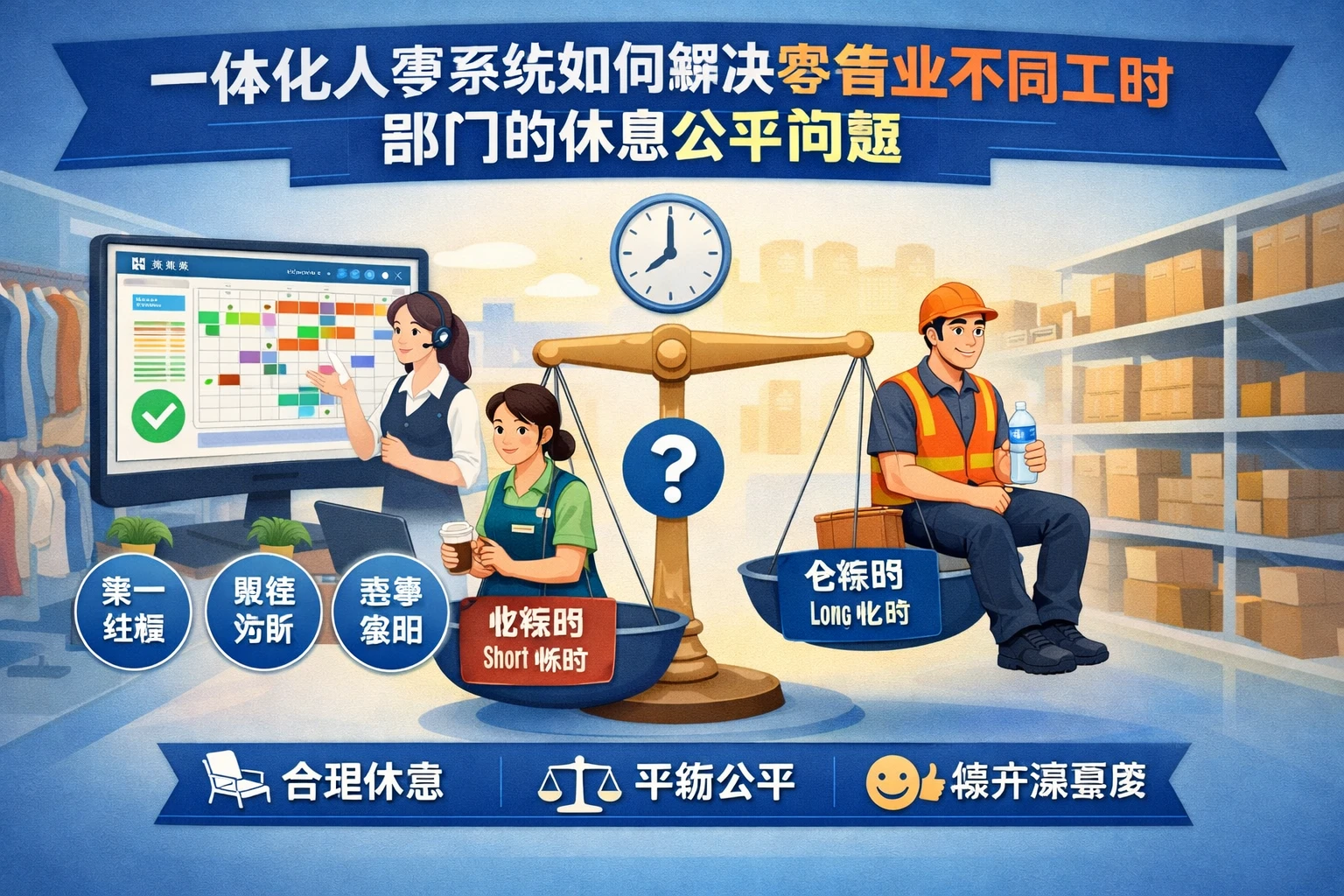 一体化人事系统如何解决零售业不同工时部门的休息公平问题