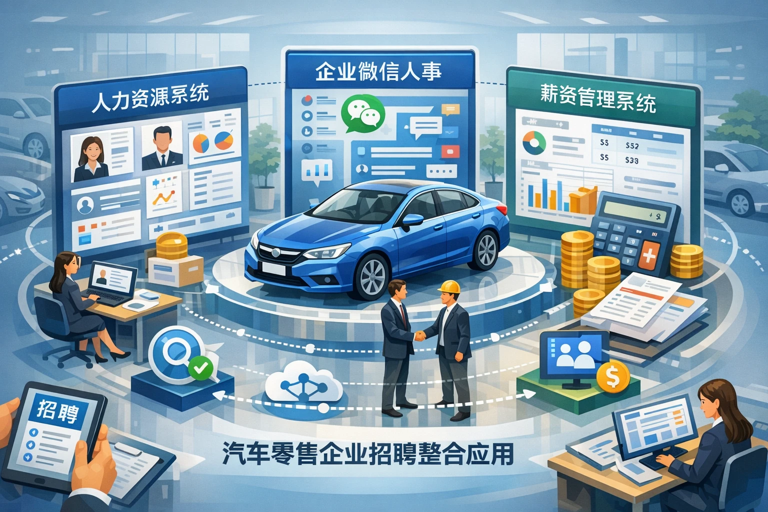 人力资源信息化系统、企业微信人事系统与薪资核算系统在汽车零售企业招聘中的整合应用