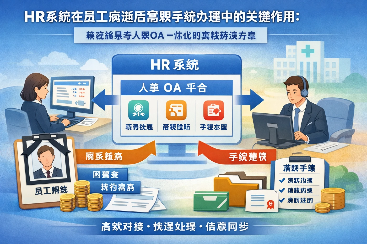 HR系统在员工病逝后离职手续办理中的关键作用：薪资核算与人事OA一体化的高效解决方案