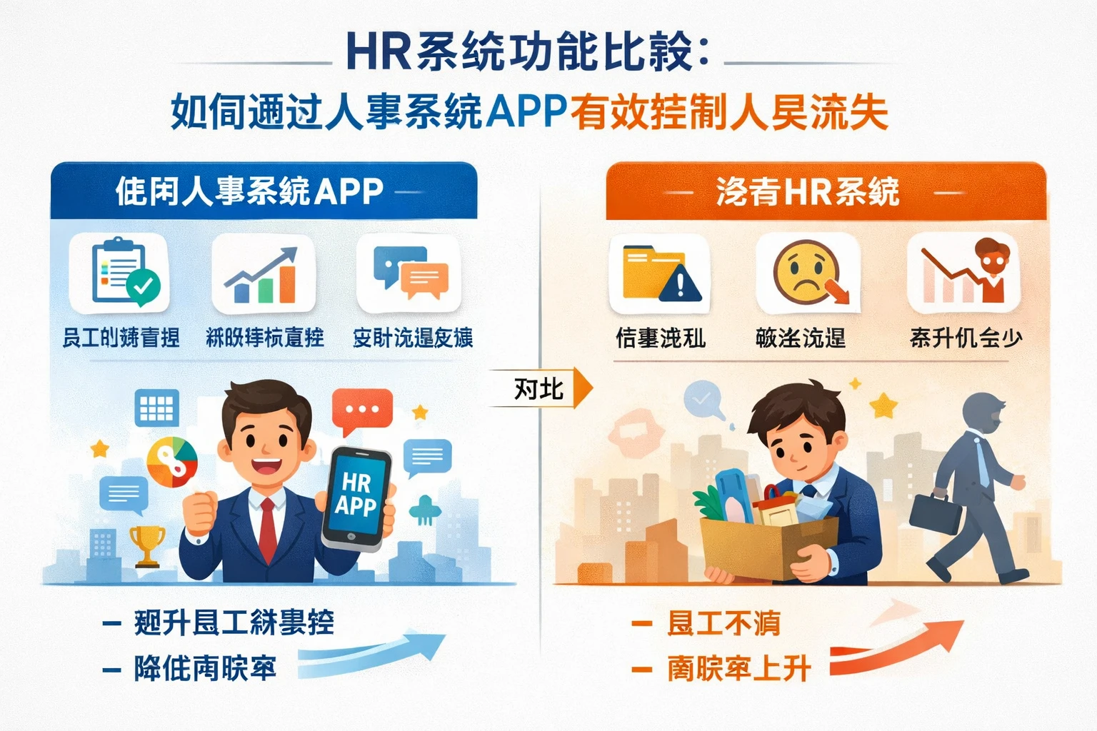 HR系统功能比较：如何通过人事系统APP有效控制人员流失