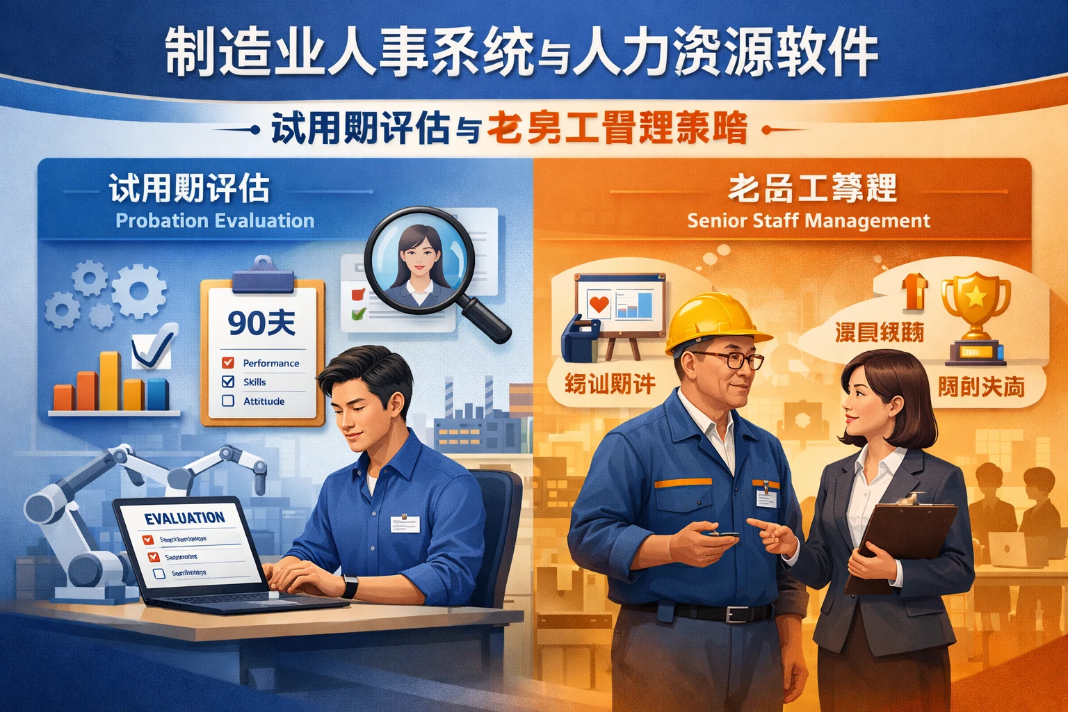 制造业人事系统与人力资源软件：试用期评估与老员工管理策略