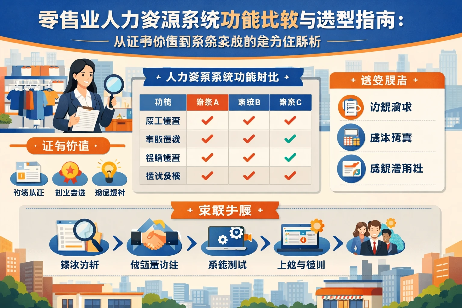 零售业人力资源系统功能比较与选型指南:从证书价值到系统实施的全方位解析