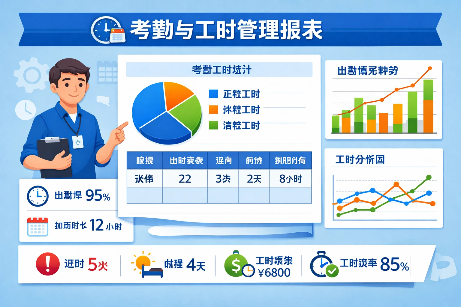 考勤与工时管理报表