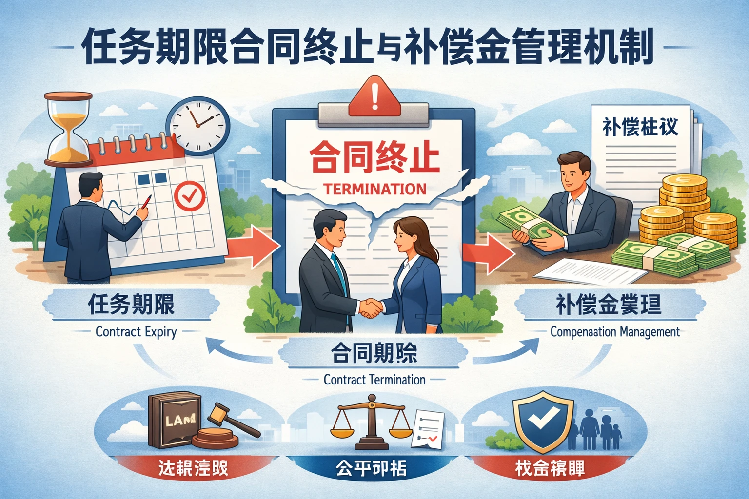 任务期限合同终止与补偿金管理机制