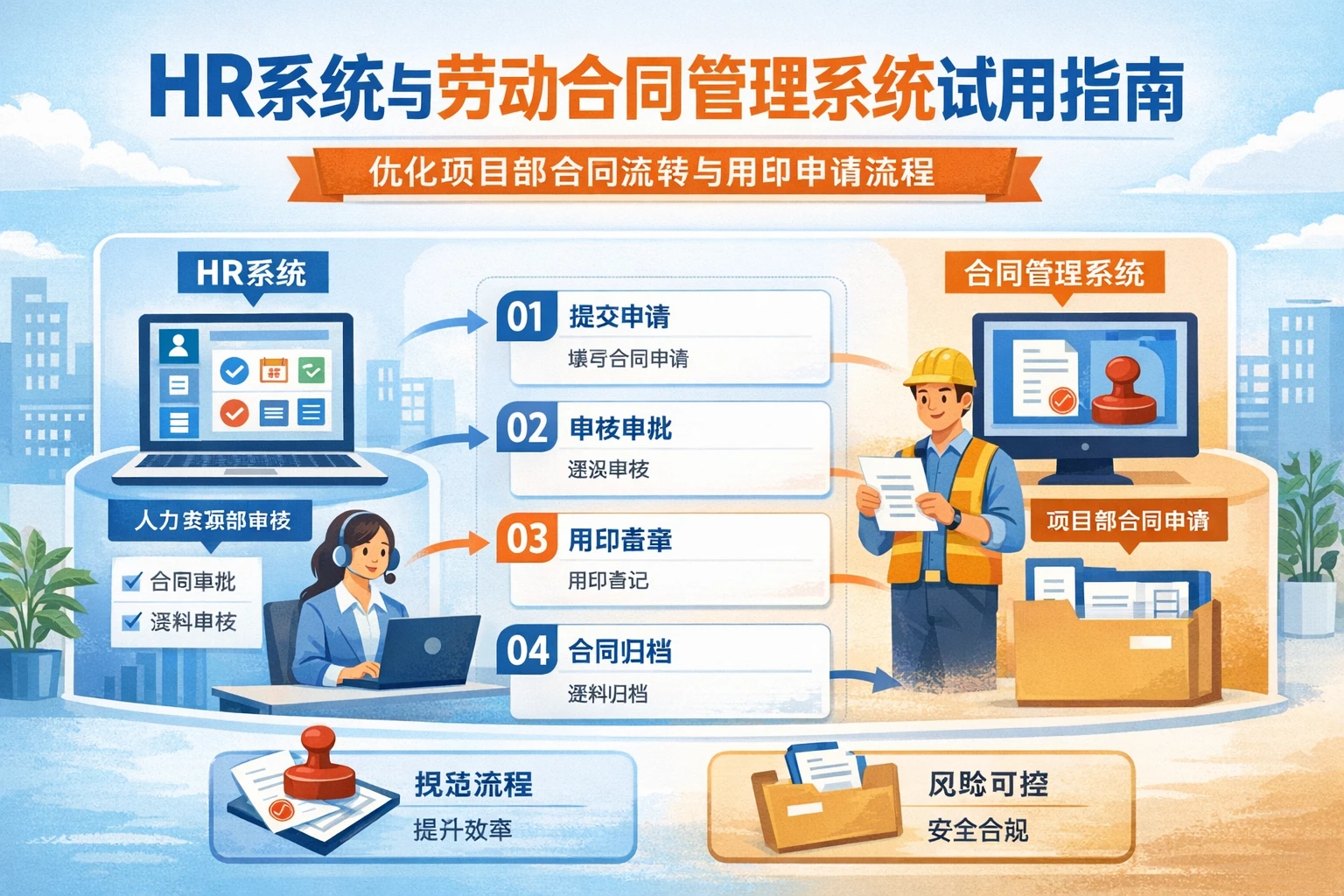HR系统与劳动合同管理系统试用指南：优化项目部合同流转与用印申请流程