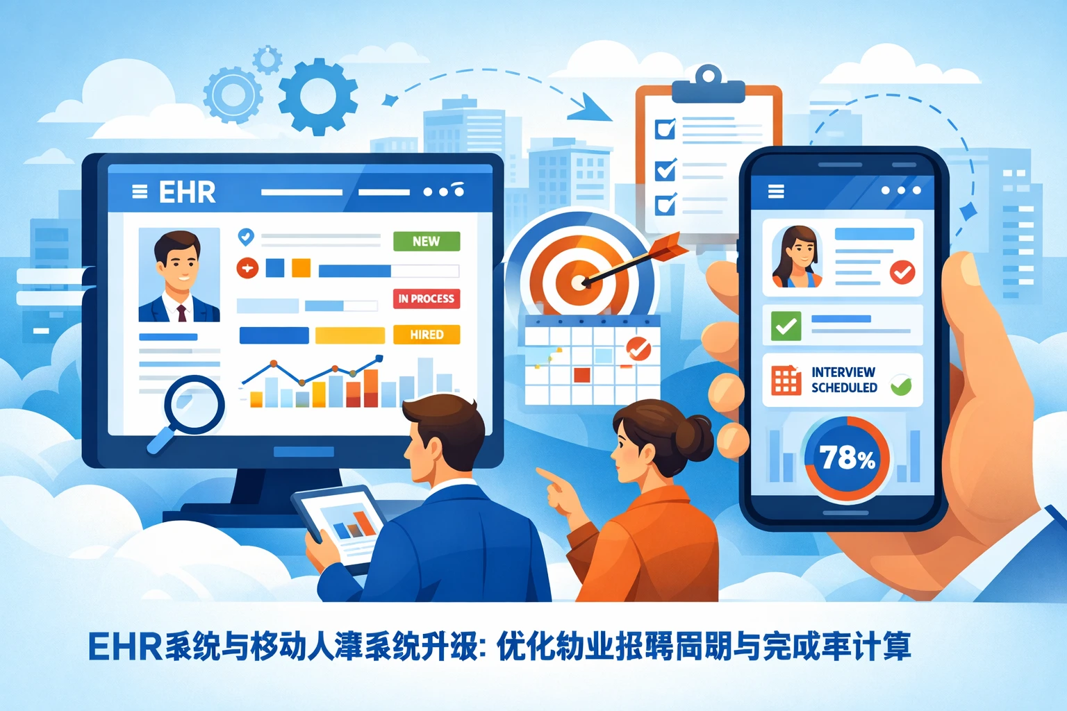 EHR系统与移动人事系统升级：优化物业招聘周期与完成率计算