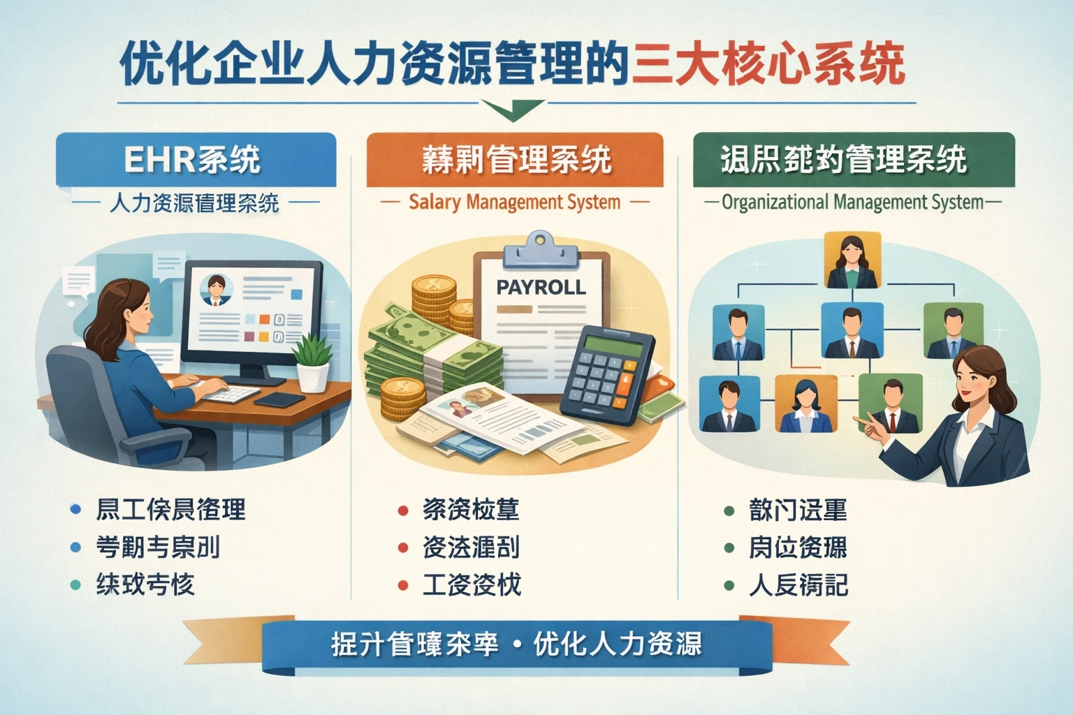 优化企业人力资源管理的三大核心系统：EHR系统、薪酬管理系统与组织架构管理系统