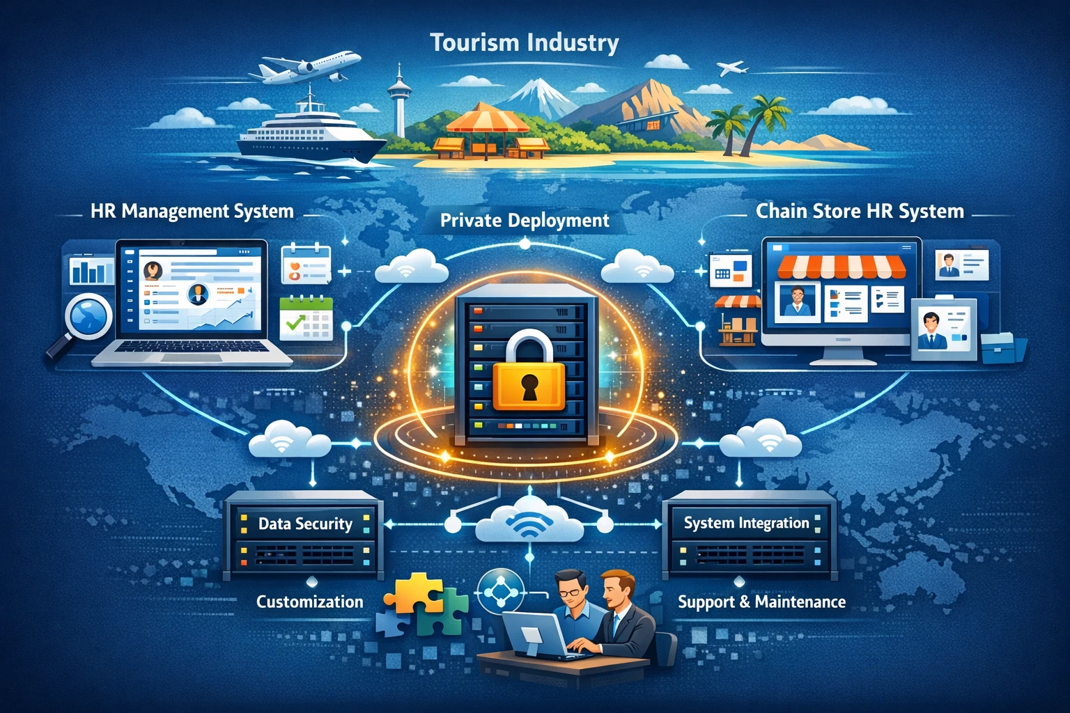 人力资源管理系统与连锁门店人事系统在旅游行业的私有化部署解决方案