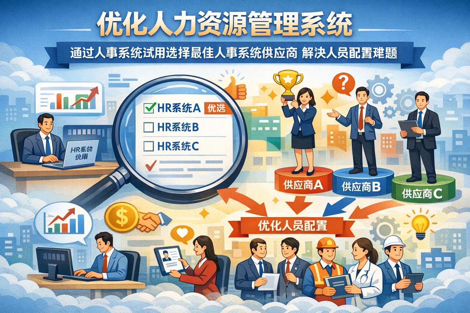 优化人力资源管理系统：通过人事系统试用选择最佳人事系统供应商解决人员配置难题