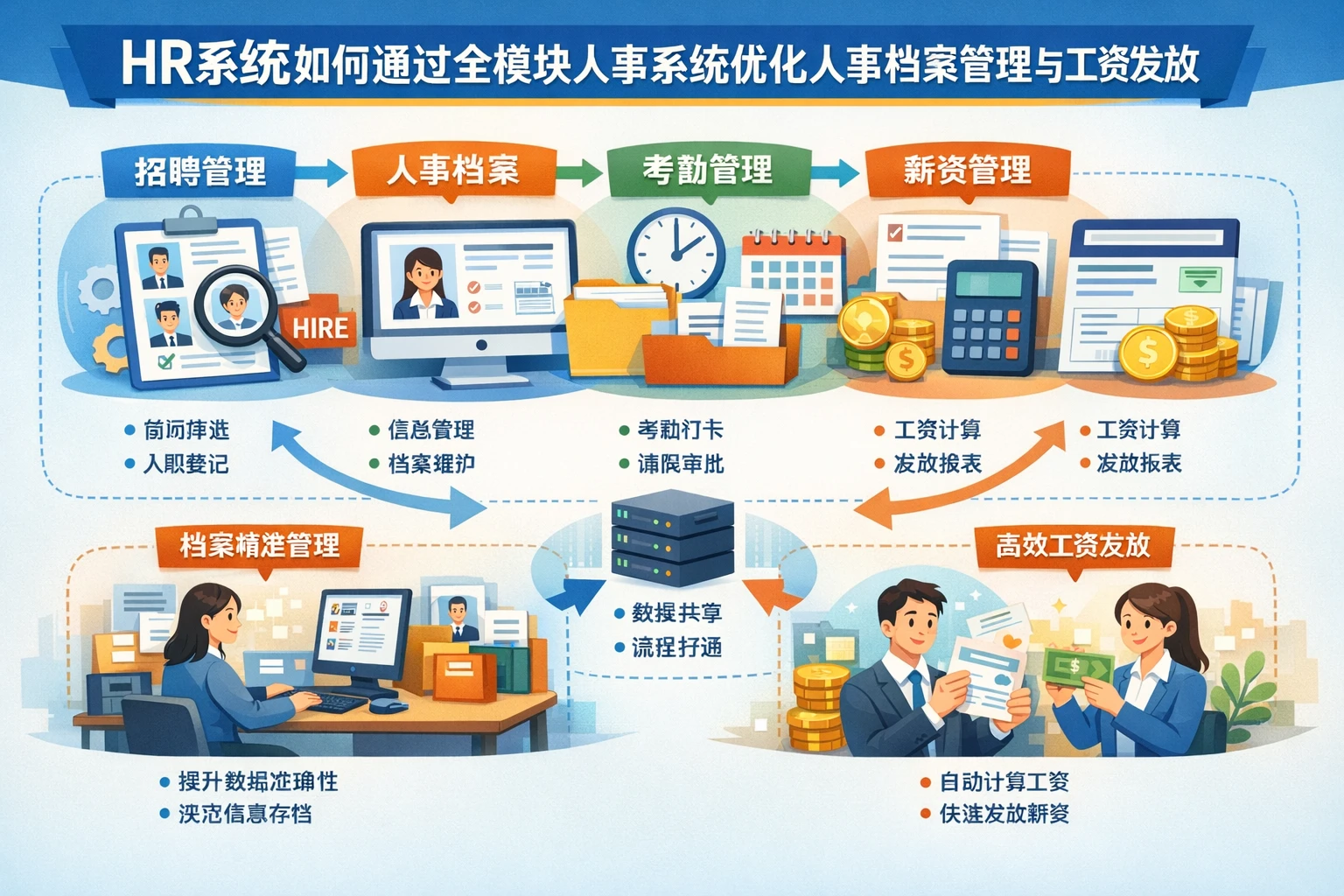 HR系统如何通过全模块人事系统优化人事档案管理与工资发放