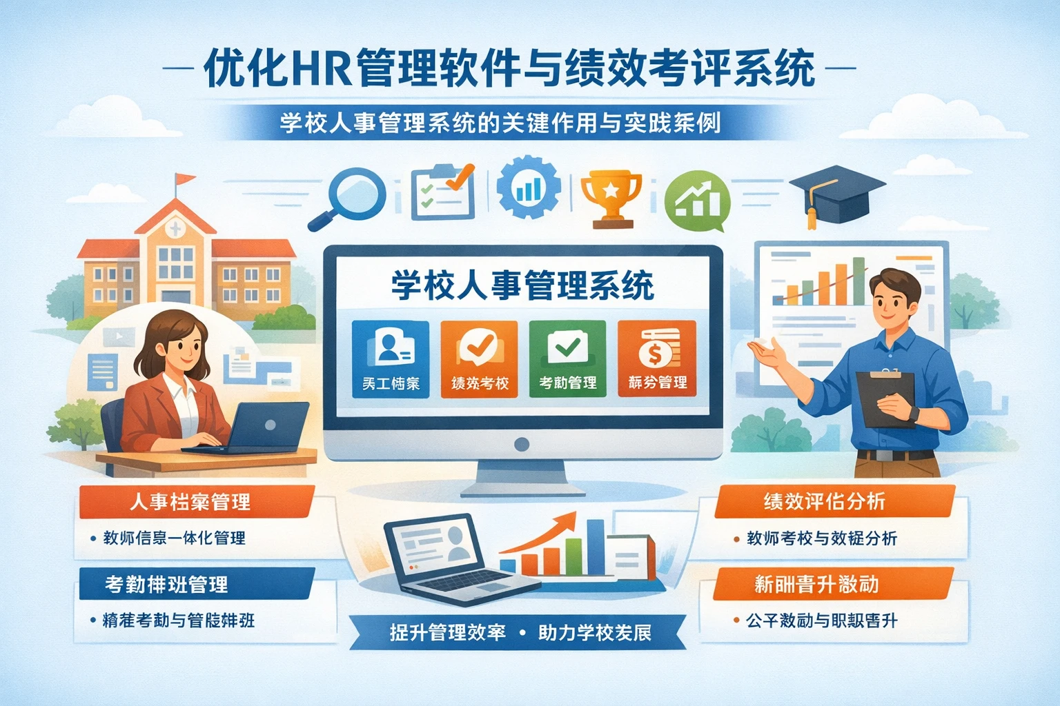 优化HR管理软件与绩效考评系统:学校人事管理系统的关键作用与实践案例