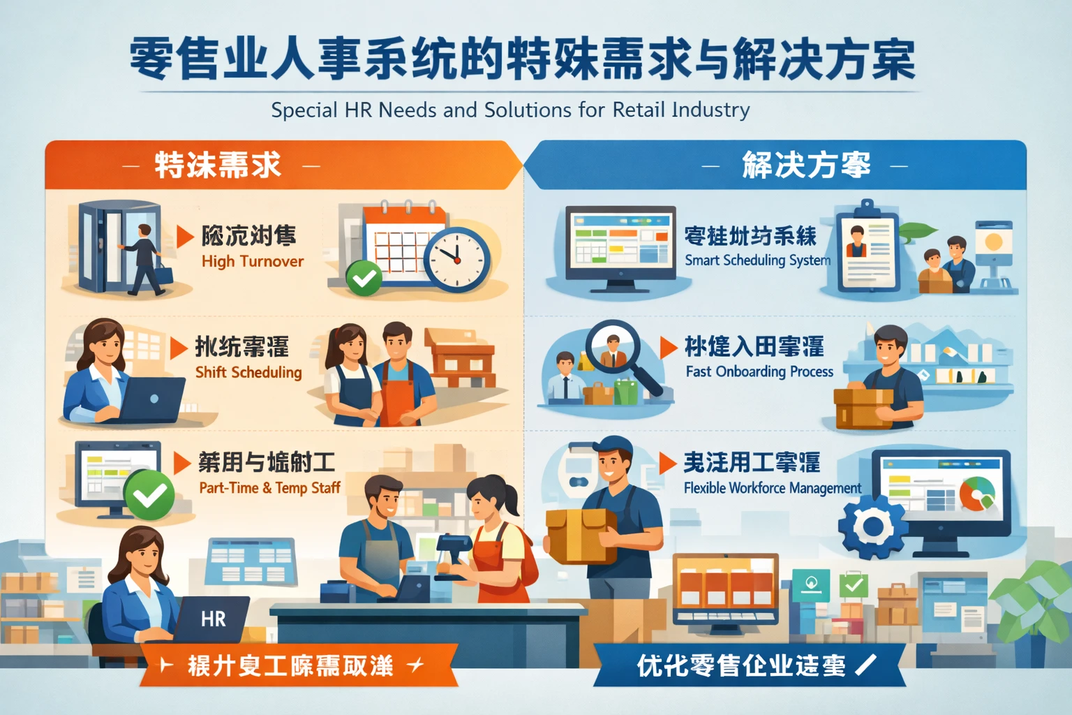 零售业人事系统的特殊需求与解决方案