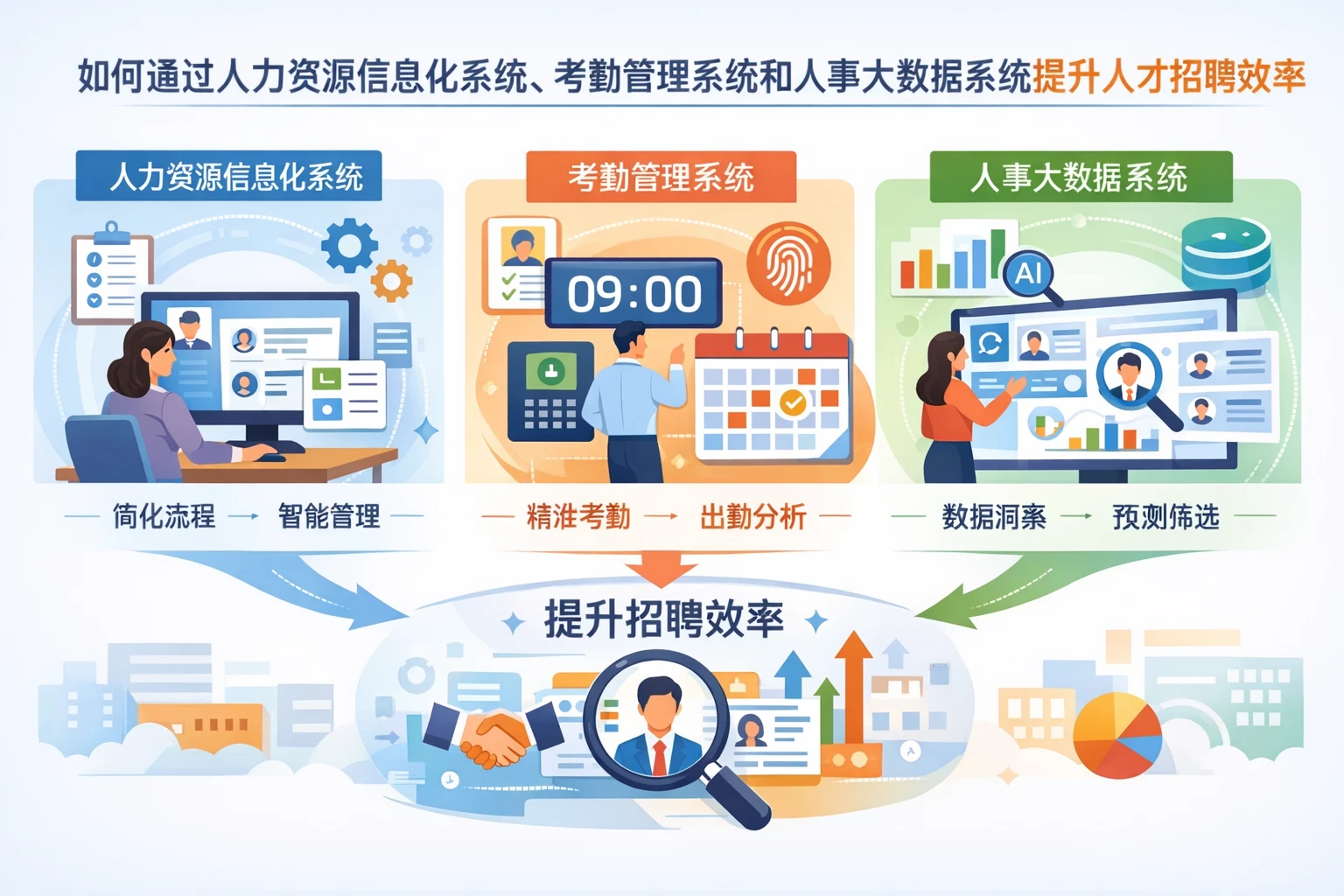 如何通过人力资源信息化系统、考勤管理系统和人事大数据系统提升人才招聘效率