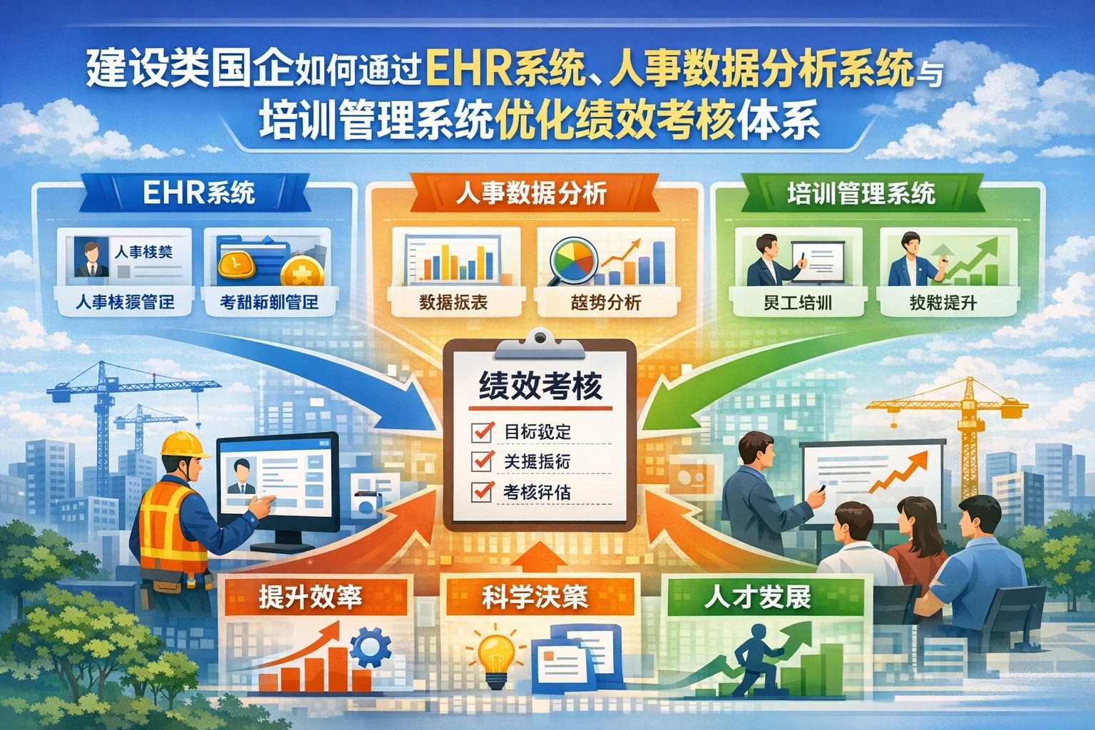 建设类国企如何通过EHR系统、人事数据分析系统与培训管理系统优化绩效考核体系