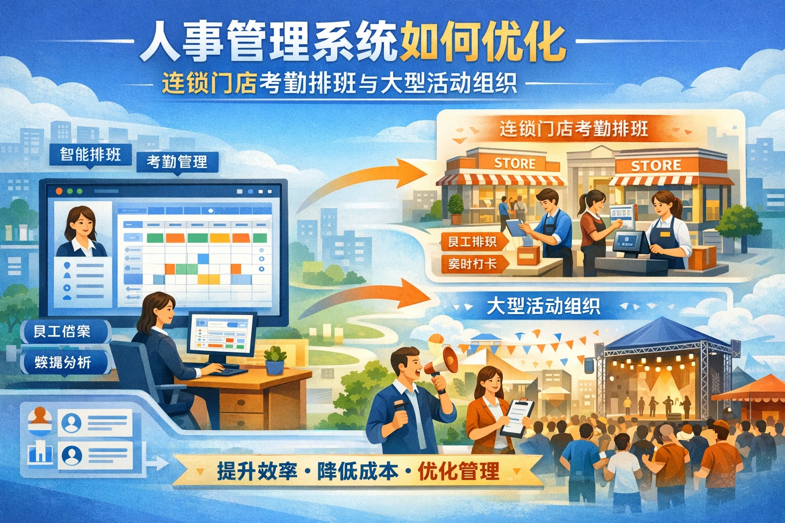 人事管理系统如何优化连锁门店考勤排班与大型活动组织