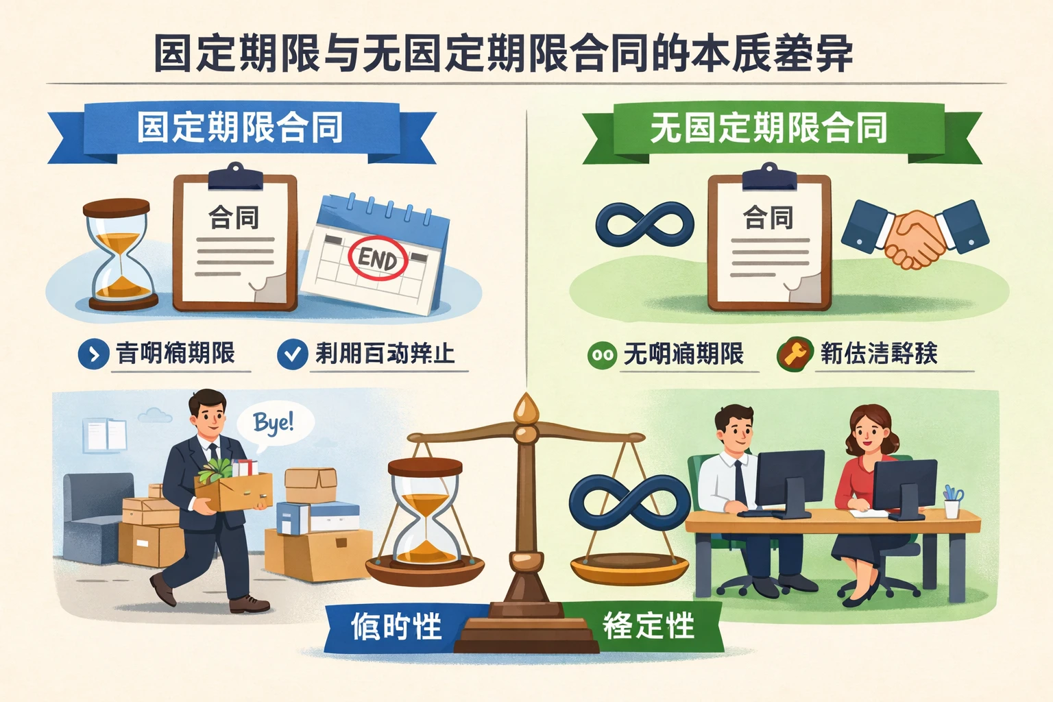 固定期限与无固定期限合同的本质差异