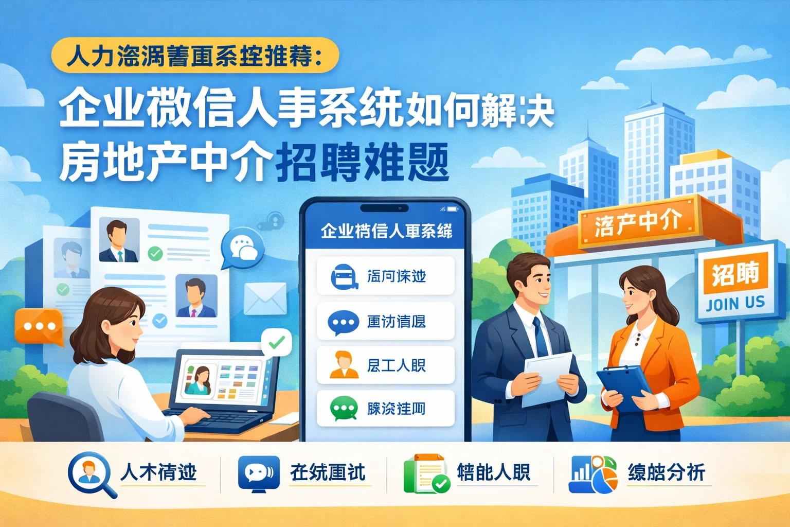 人力资源管理系统推荐：企业微信人事系统如何解决房地产中介招聘难题