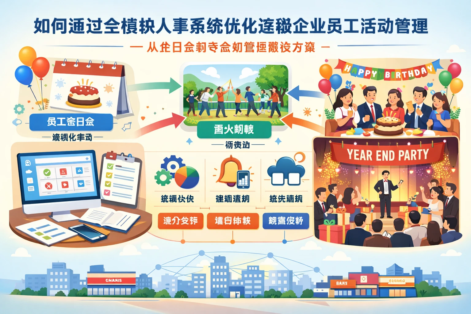 如何通过全模块人事系统优化连锁企业员工活动管理——从生日会到年会的智慧解决方案