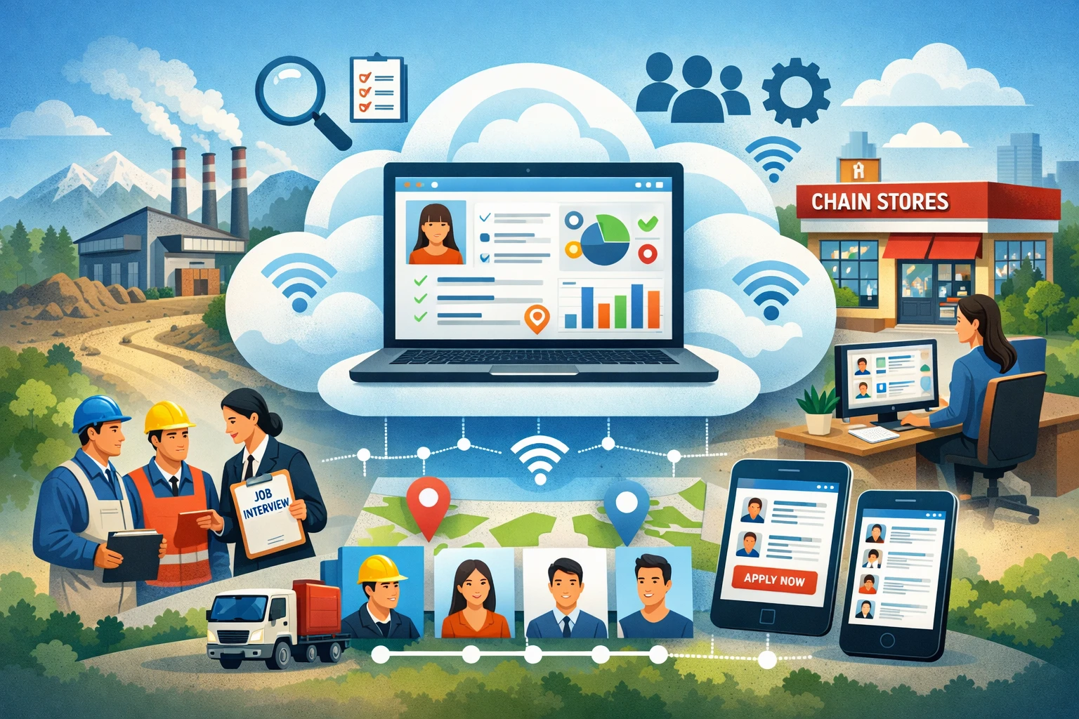 人力资源软件与连锁门店人事系统：偏远地区工厂招聘的云平台解决方案