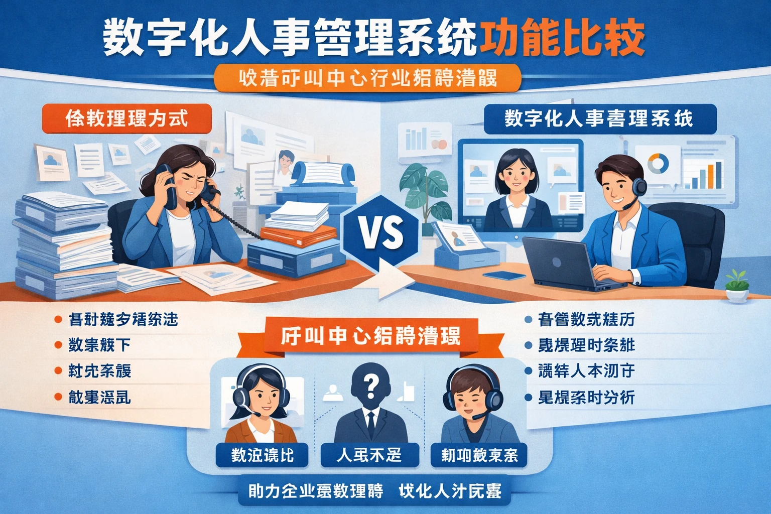 数字化人事管理系统功能比较：破解呼叫中心行业招聘难题