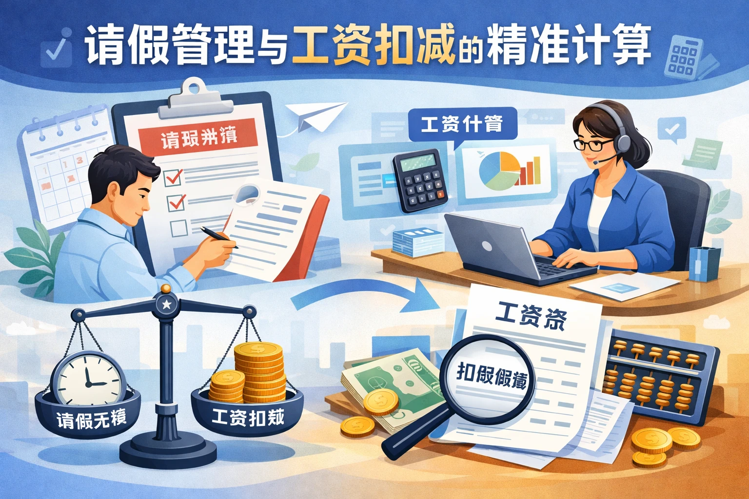 请假管理与工资扣减的精准计算