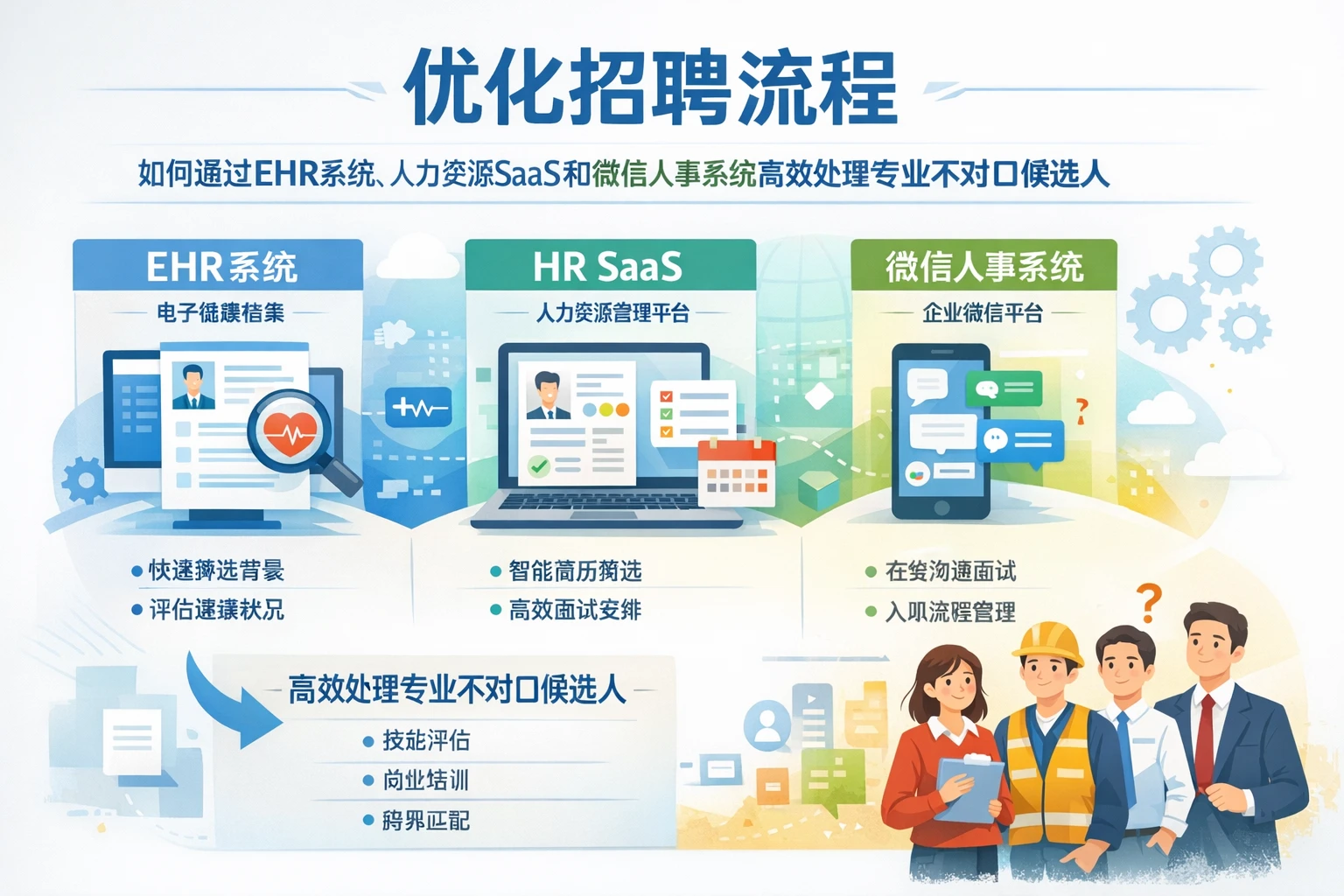 优化招聘流程：如何通过EHR系统、人力资源SaaS和微信人事系统高效处理专业不对口候选人