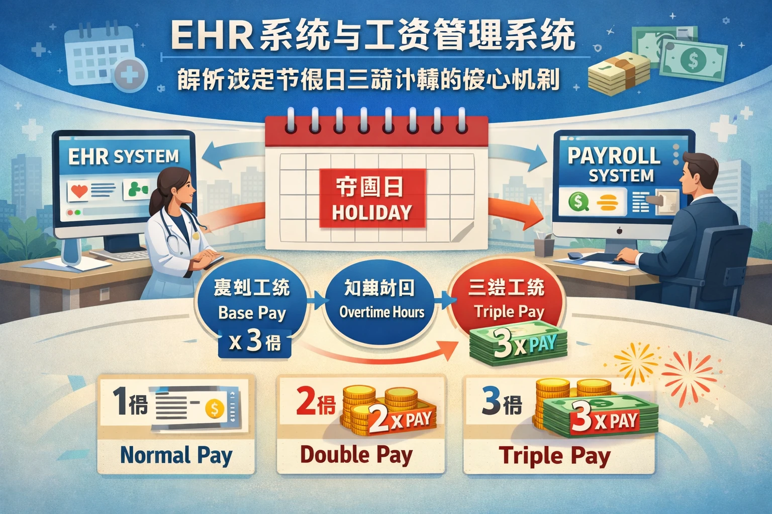 EHR系统与工资管理系统：解析法定节假日三薪计算的核心机制