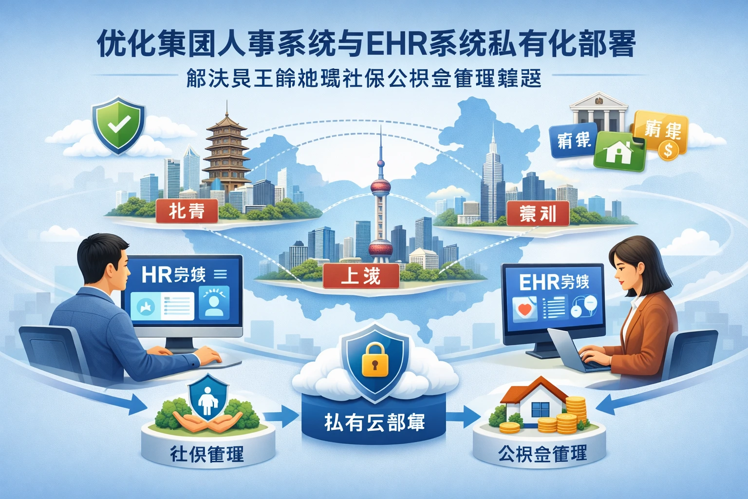 优化集团人事系统与EHR系统私有化部署，解决员工跨地域社保公积金管理难题