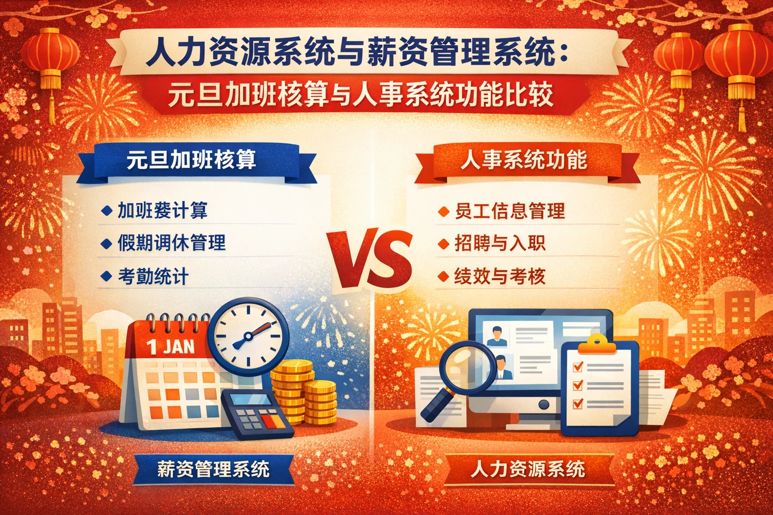 人力资源系统与薪资管理系统：元旦加班核算与人事系统功能比较