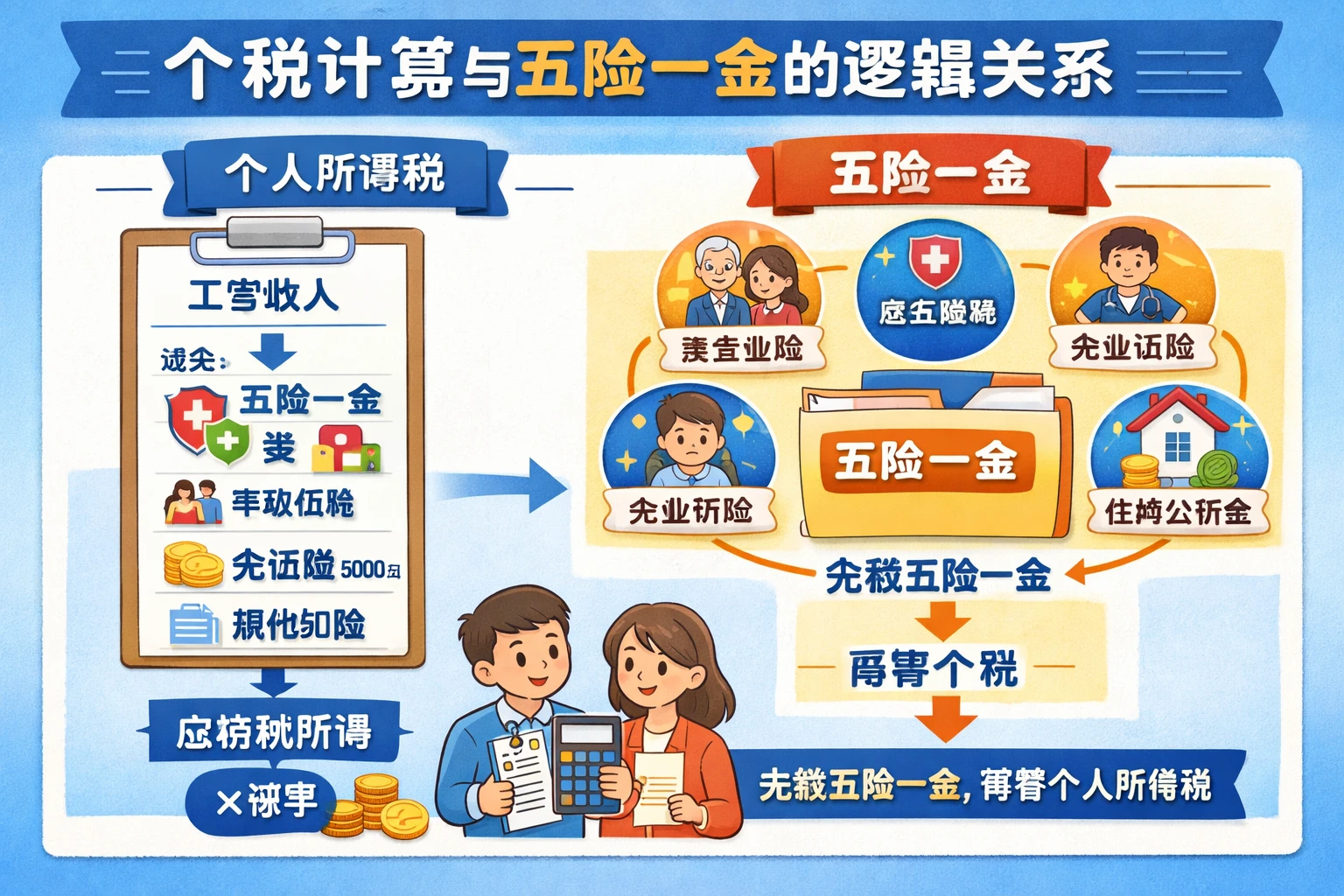 个税计算与五险一金的逻辑关系
