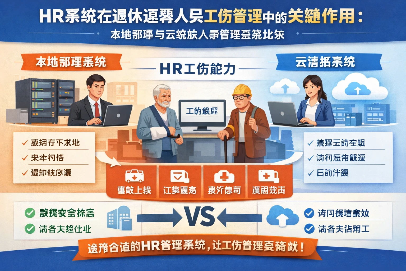 HR系统在退休返聘人员工伤管理中的关键作用：本地部署与云端版人事管理系统比较