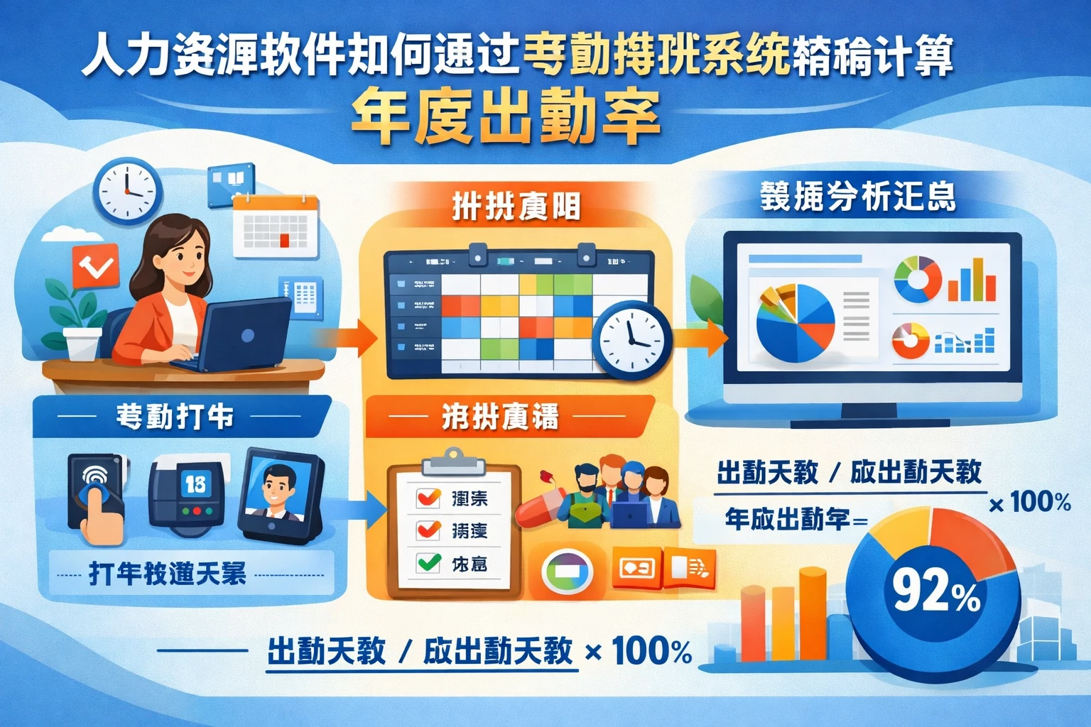 人力资源软件如何通过考勤排班系统精确计算年度出勤率