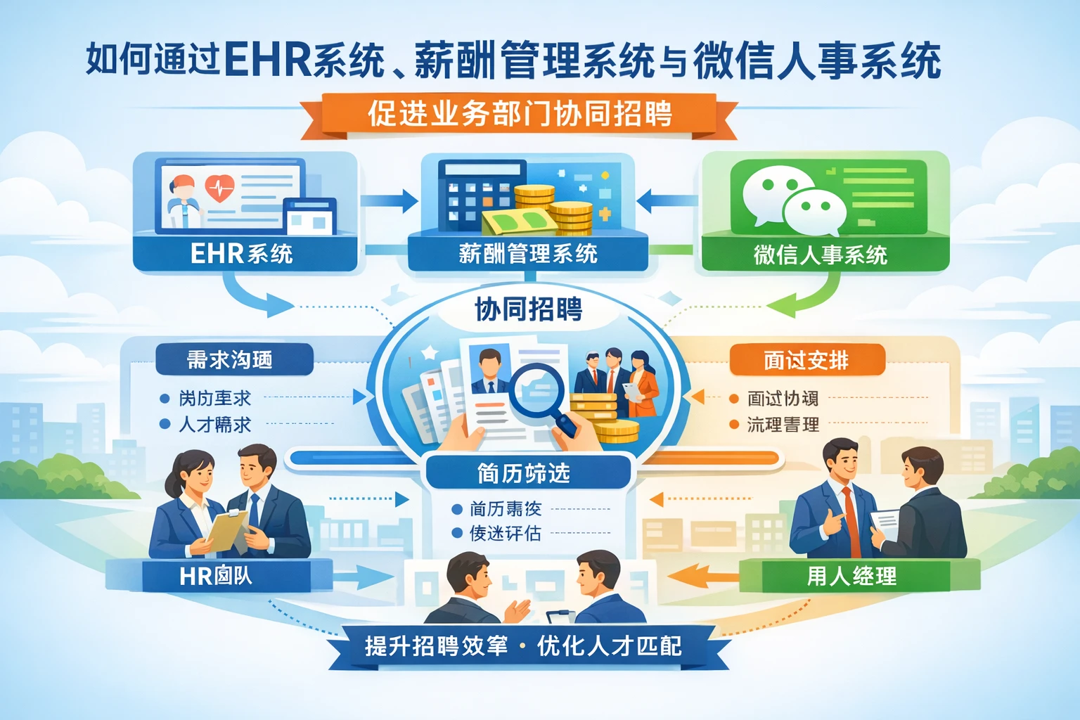 如何通过EHR系统、薪酬管理系统与微信人事系统促进业务部门协同招聘