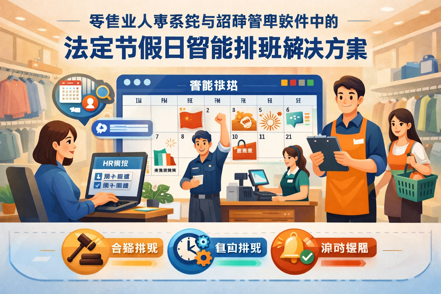 零售业人事系统与招聘管理软件中的法定节假日智能排班解决方案