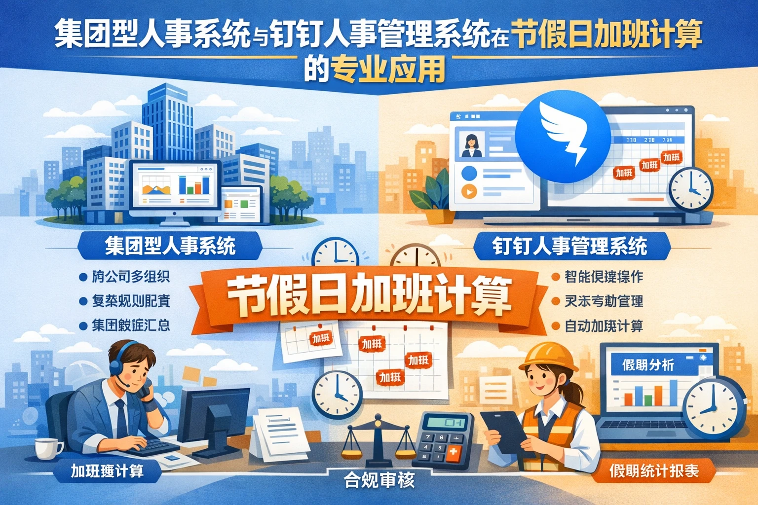 集团型人事系统与钉钉人事管理系统在节假日加班计算中的专业应用