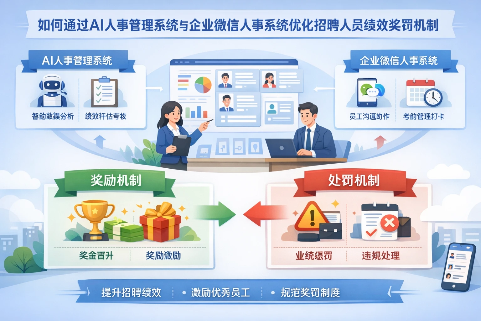 如何通过AI人事管理系统与企业微信人事系统优化招聘人员绩效奖罚机制