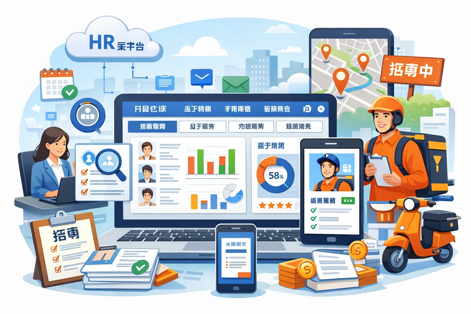 HR管理软件与人事云平台:外卖配送行业招聘管理的人事系统解决方案