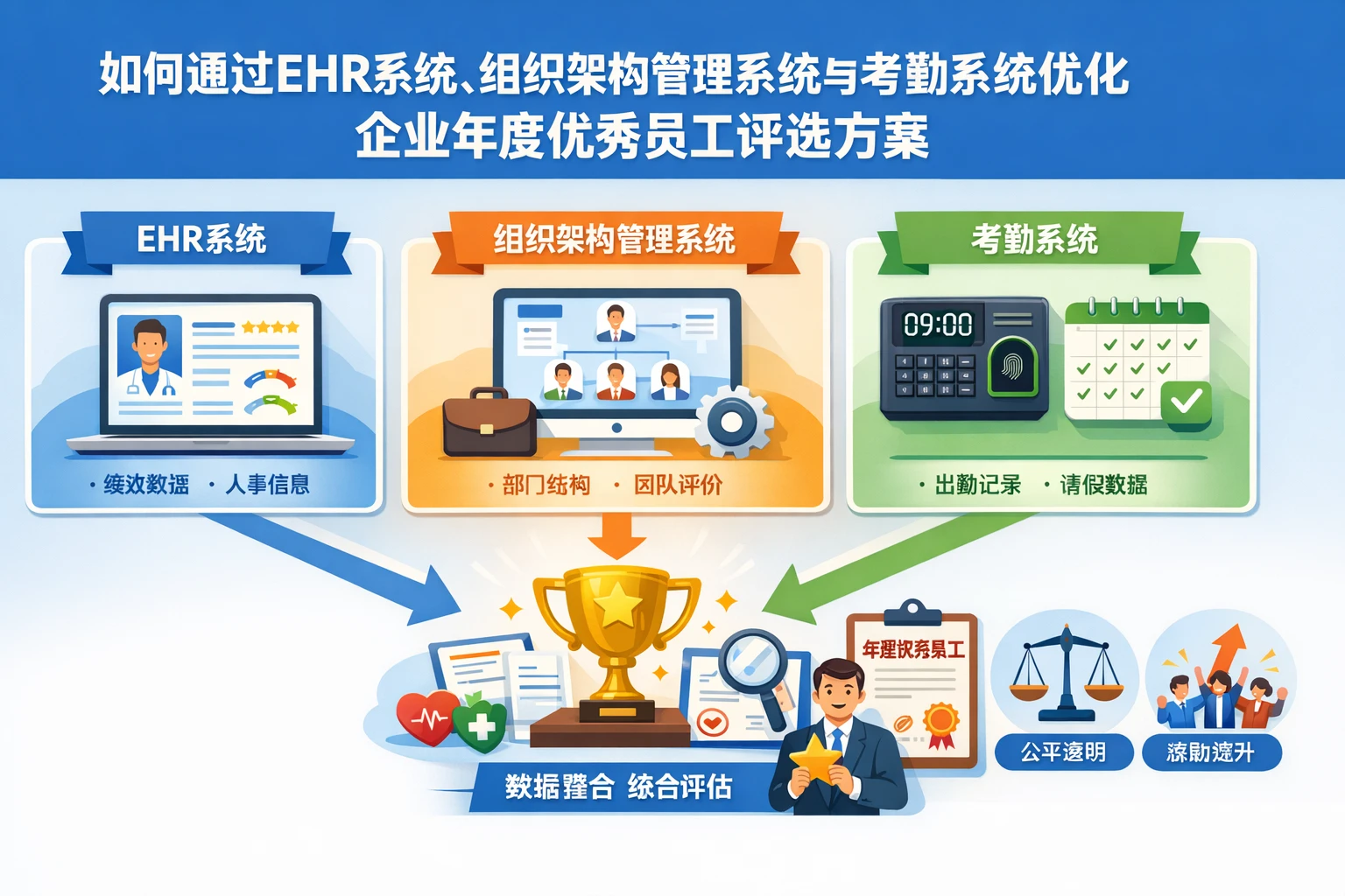 如何通过EHR系统、组织架构管理系统与考勤系统优化企业年度优秀员工评选方案