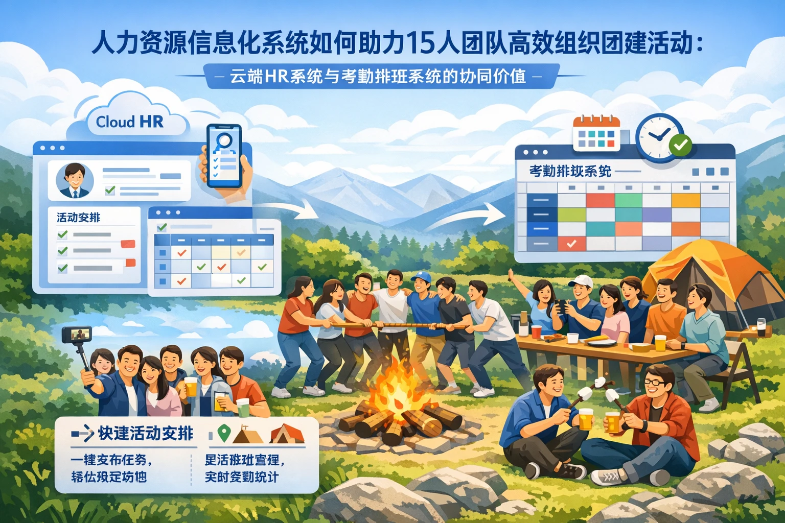 人力资源信息化系统如何助力15人团队高效组织团建活动：云端HR系统与考勤排班系统的协同价值