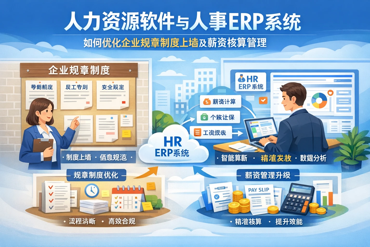 人力资源软件与人事ERP系统如何优化企业规章制度上墙及薪资核算管理