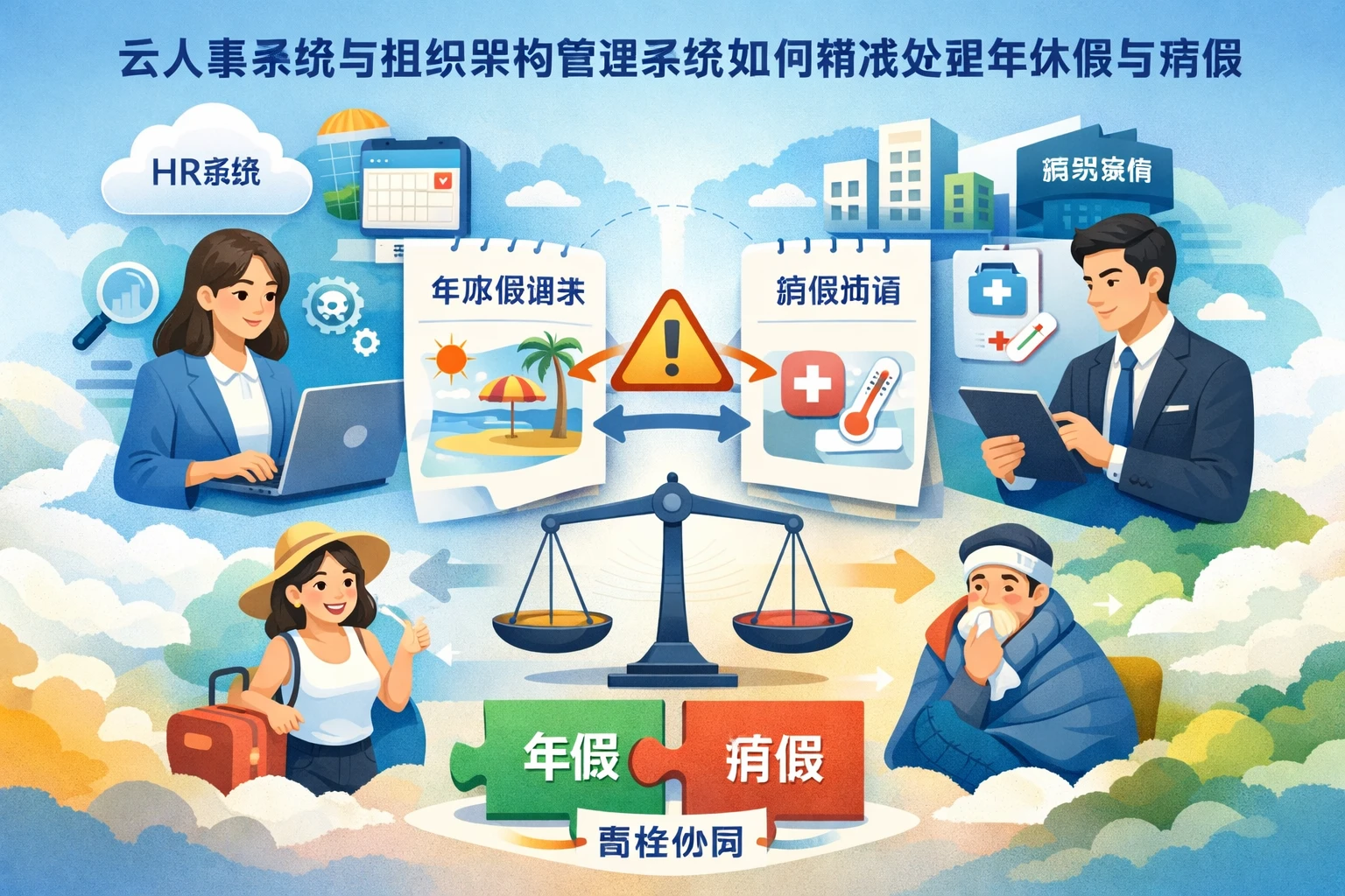云人事系统与组织架构管理系统如何精准处理年休假与病假冲突