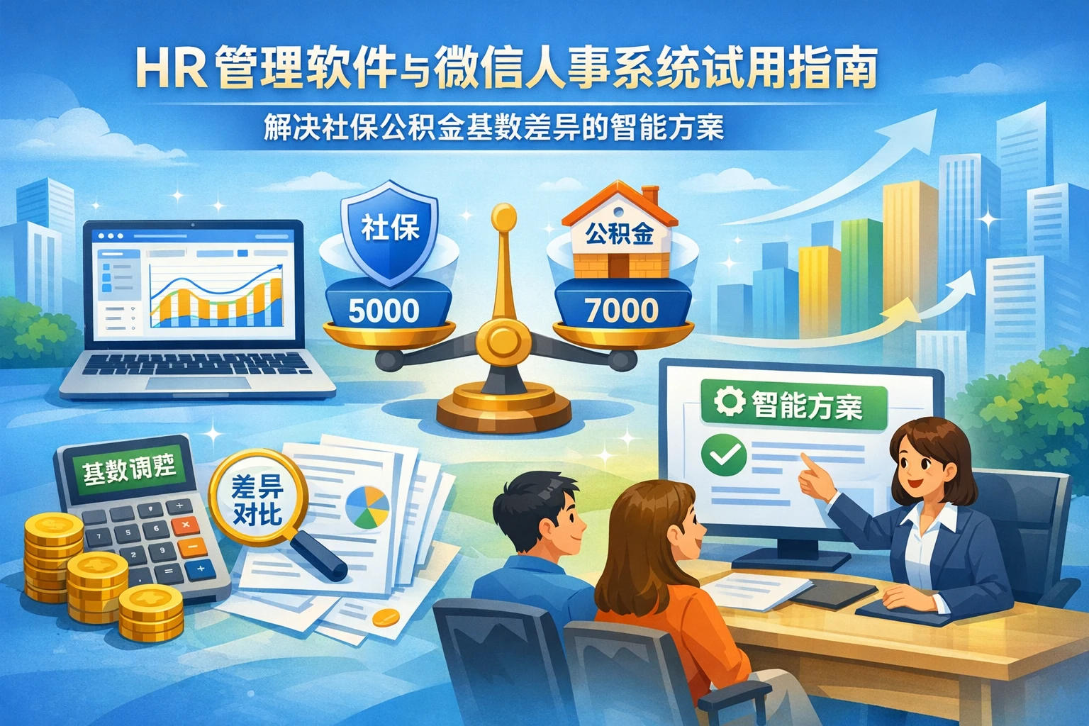 HR管理软件与微信人事系统试用指南：解决社保公积金基数差异的智能方案
