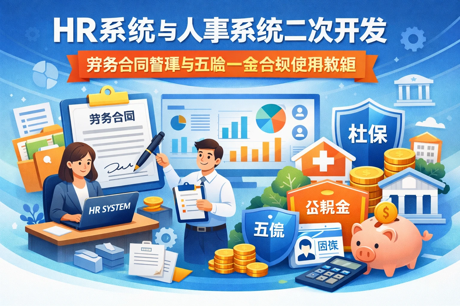 HR系统与人事系统二次开发：劳务合同管理与五险一金合规使用教程