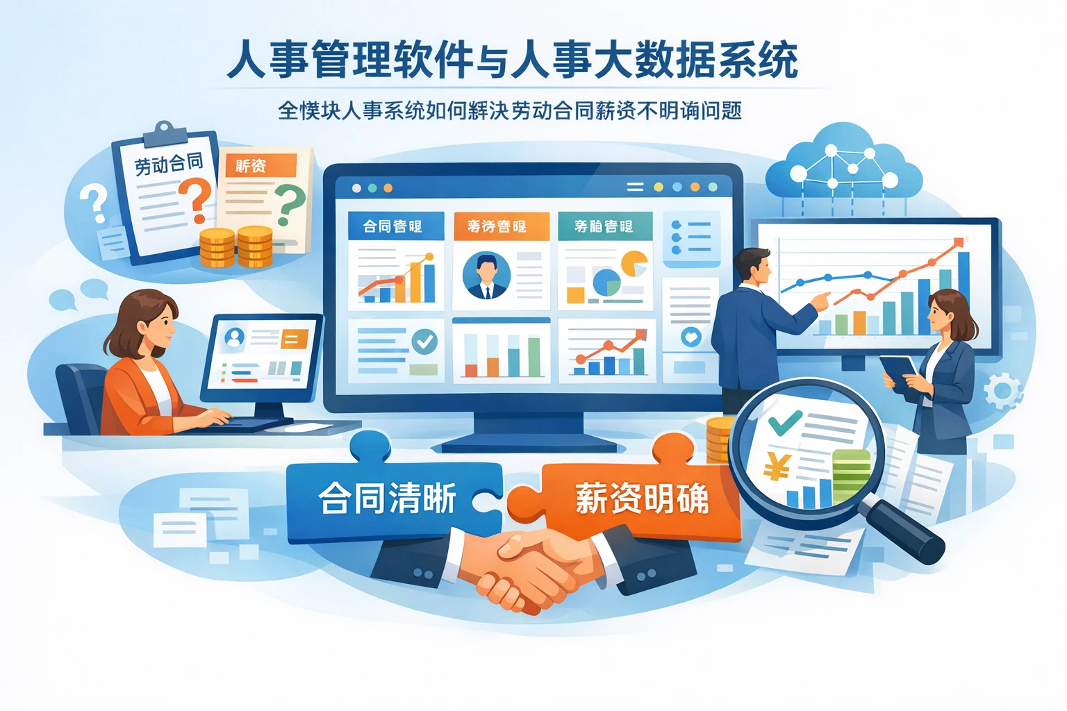 人事管理软件与人事大数据系统：全模块人事系统如何解决劳动合同薪资不明确问题
