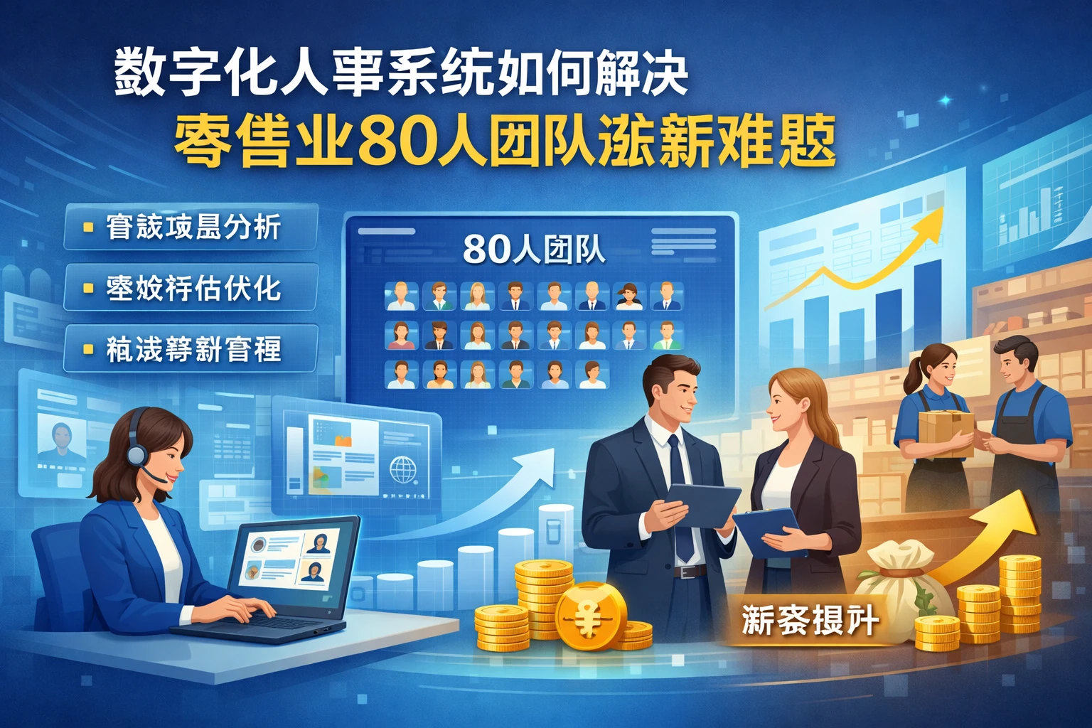 数字化人事系统如何解决零售业80人团队涨薪难题