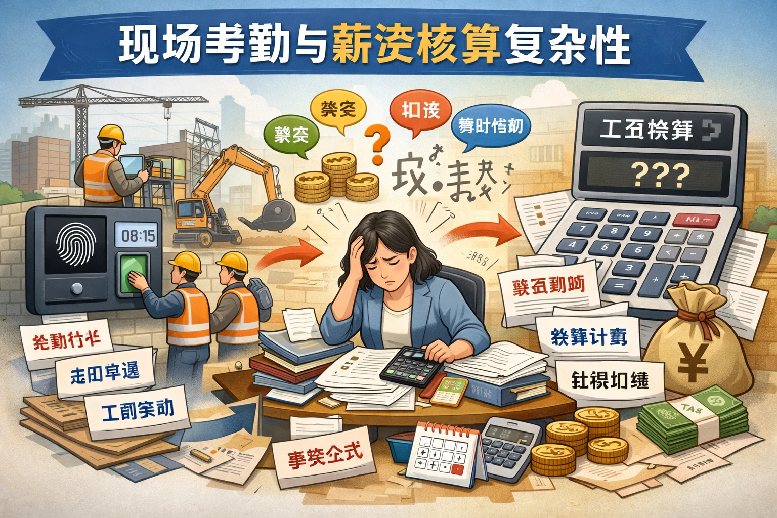 现场考勤与薪资核算复杂性