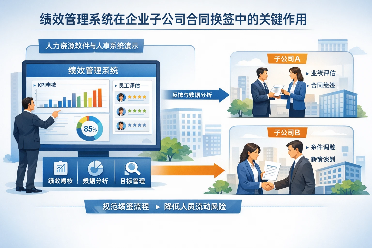 人力资源软件与人事系统演示：绩效管理系统在企业子公司合同换签中的关键作用