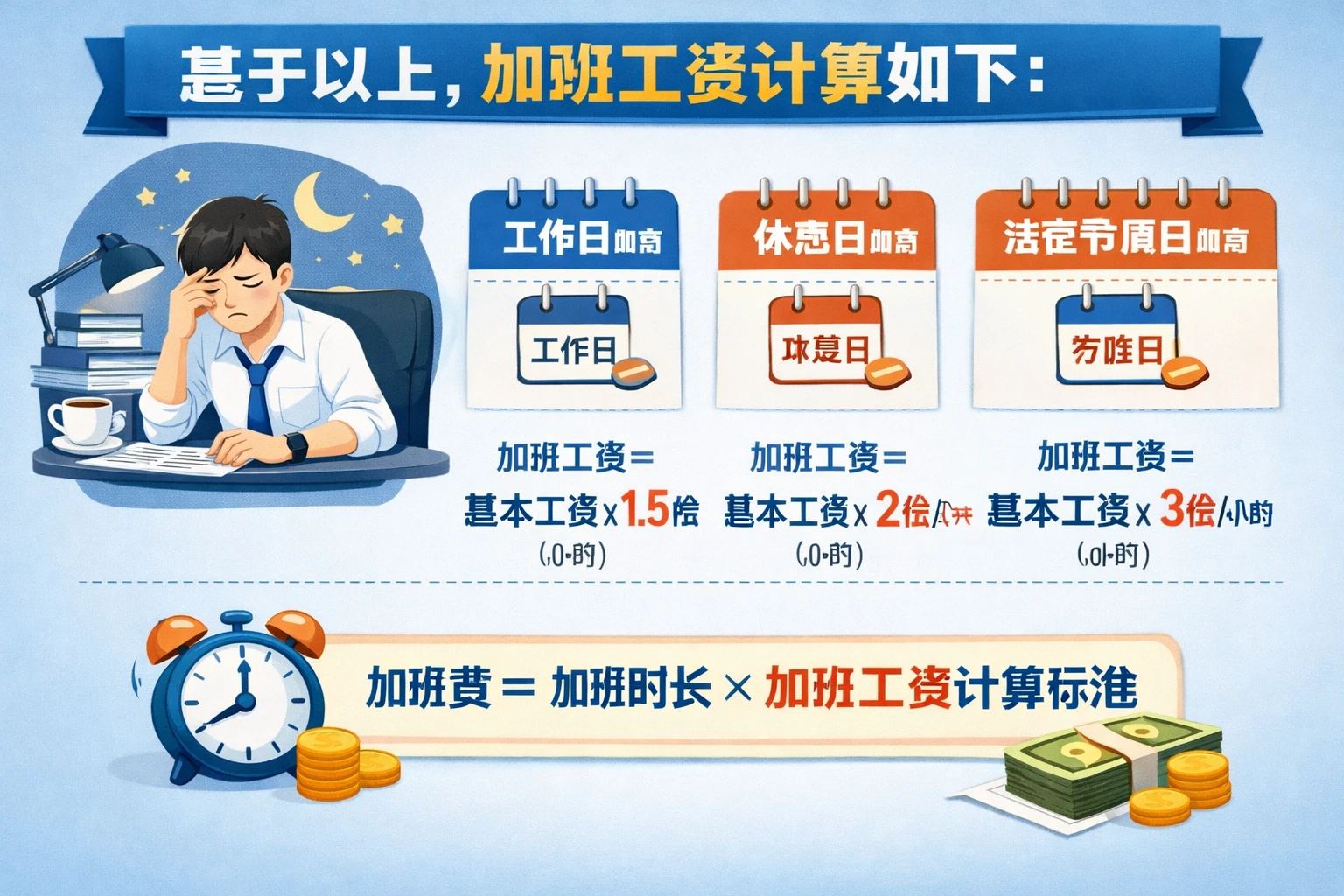 基于以上，加班工资计算如下：