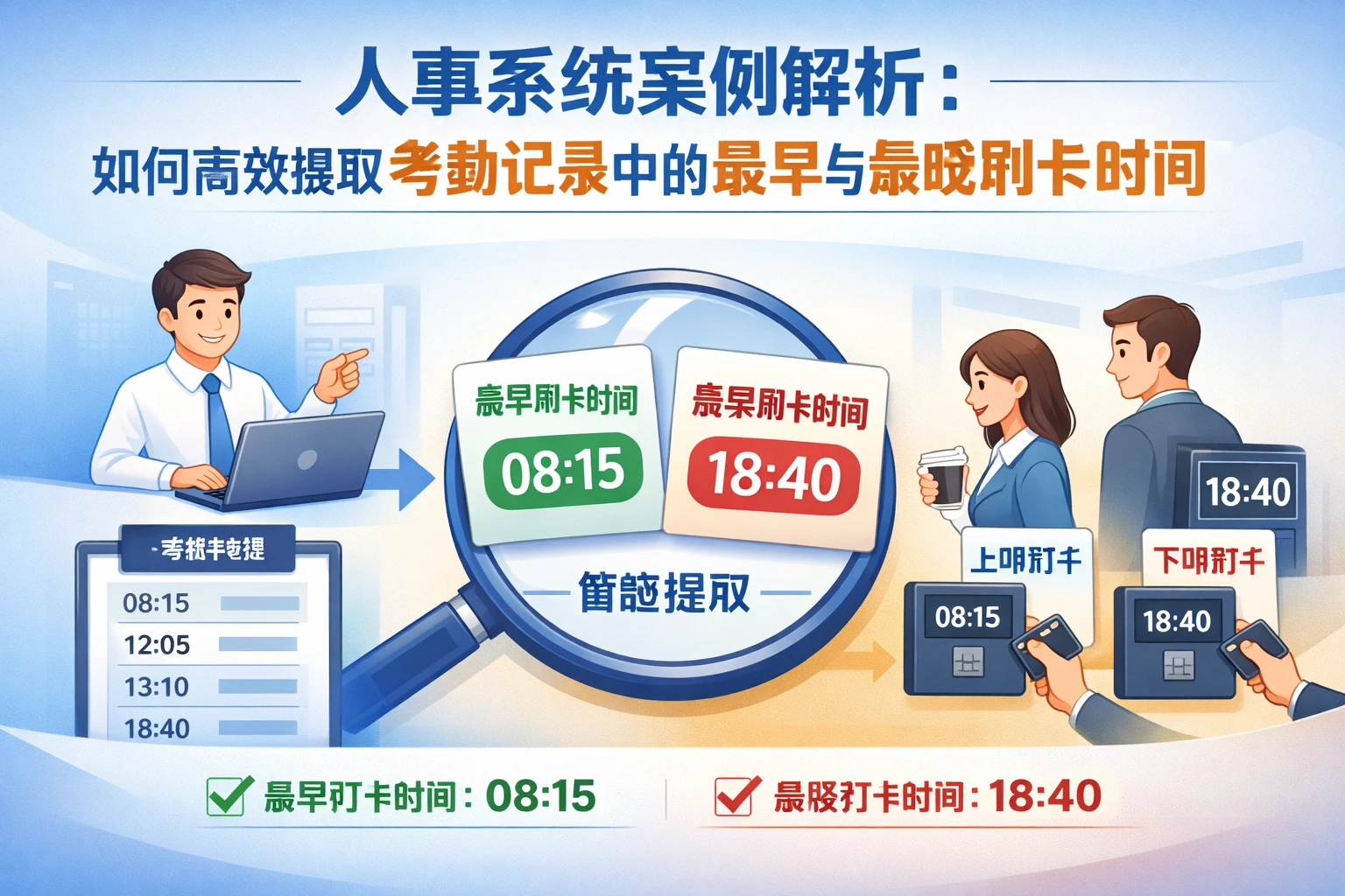 人事系统案例解析:如何高效提取考勤记录中的最早与最晚刷卡时间